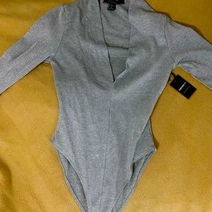 Silver long sleeve body suit